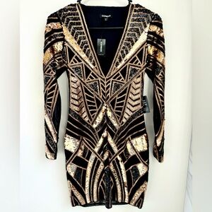 Express Geometric Sequin Dress